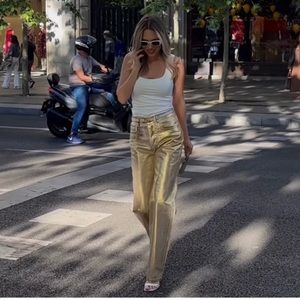 Zara metallic gold pants